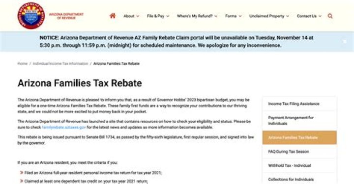 Azdor.gov Arizona Families Tax Rebate, Eligibility Criteria, Payment Dates, Benefits, Amount, Status & How To Online Apply? - SarkariResult