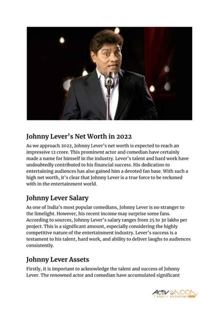 Johnny Lever Net Worth: Details About Salary, Assets, Career, Income - SarkariResult